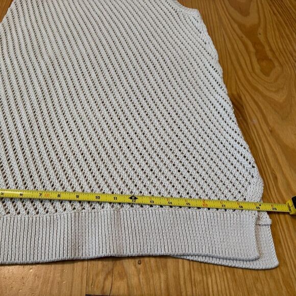 Vince Sweater Womens Small Open Knit Tunic Crochet Oatmeal Side Slit - Picture 8 of 10